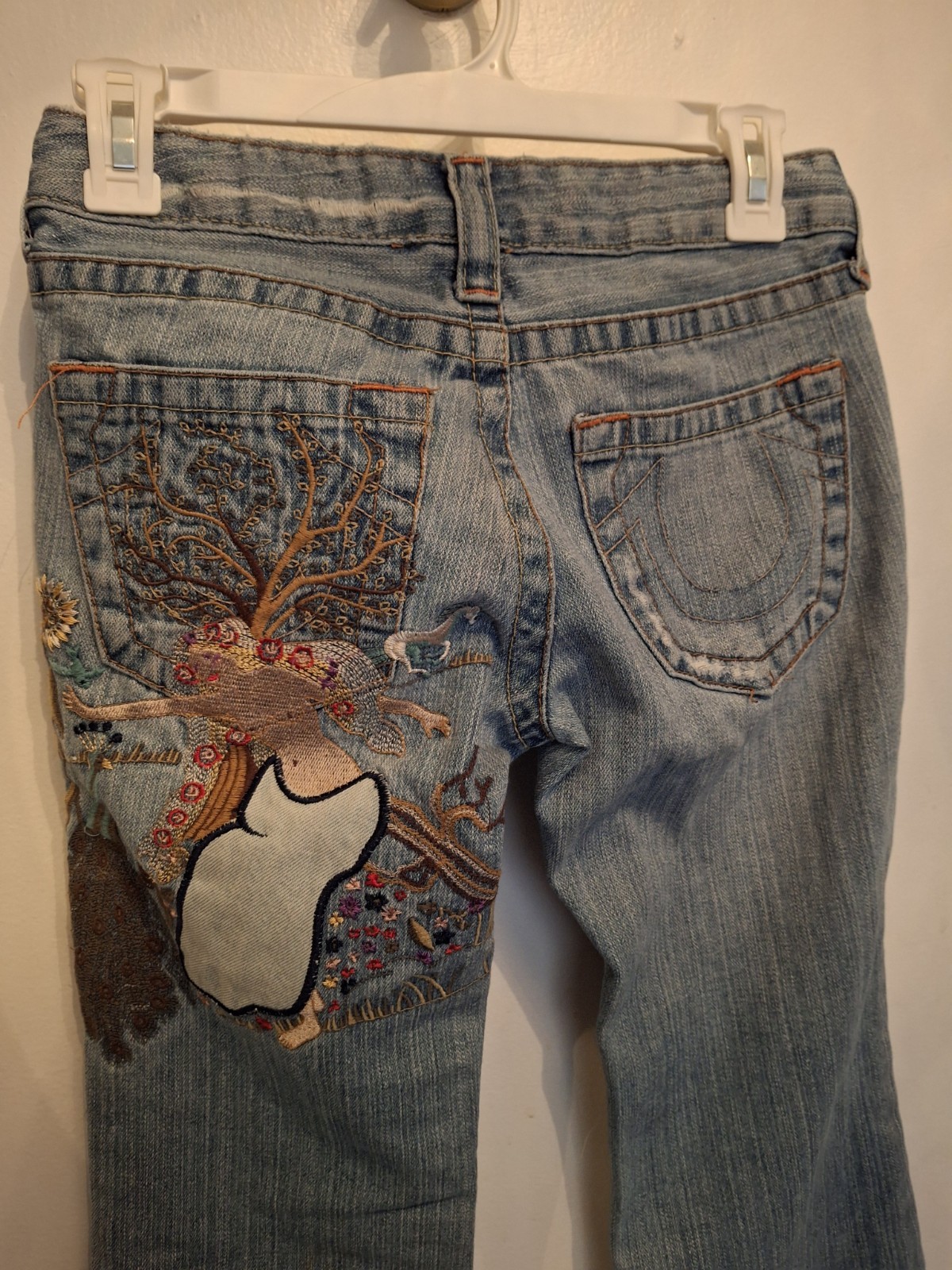 VTG TRUE RELIGION Y2K Bobby Flare Embroidered Lady Godiva Medium Wash Jeans 26