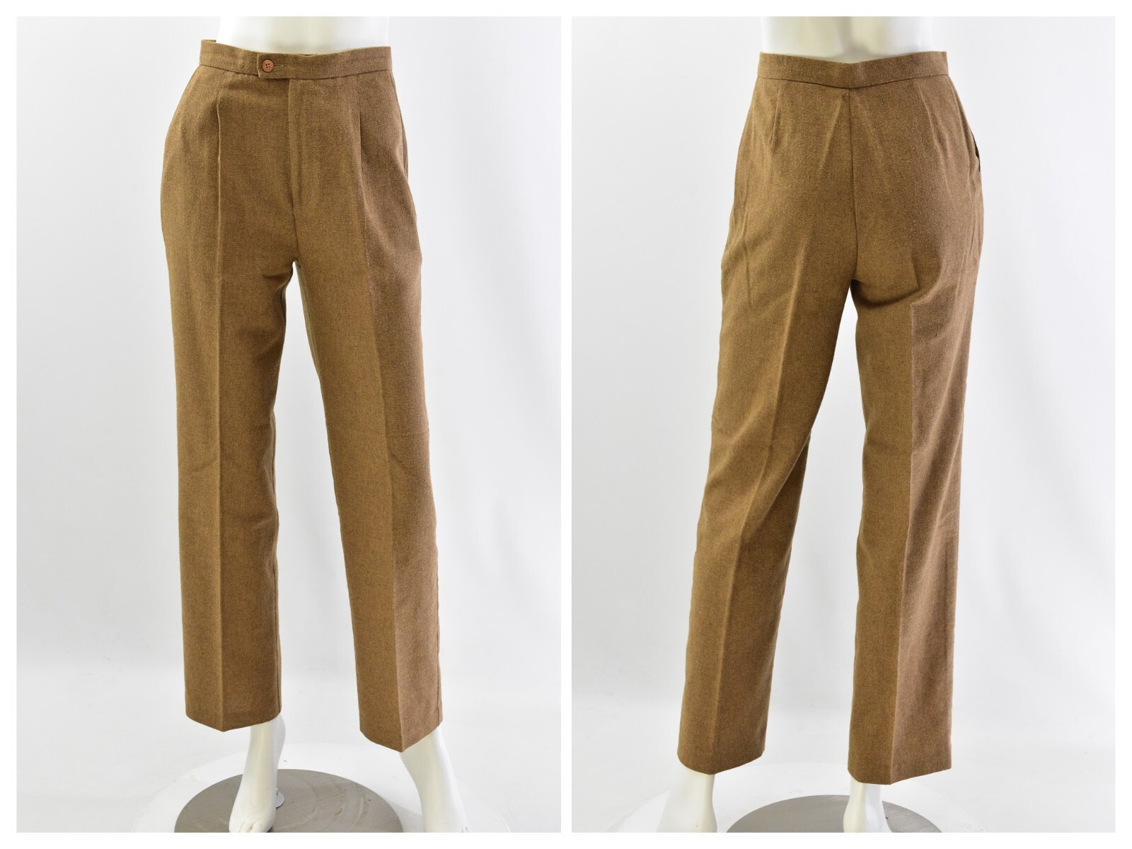 80s Vintage Tan High Waist Straight Leg Pants Womens 4 Present Tense