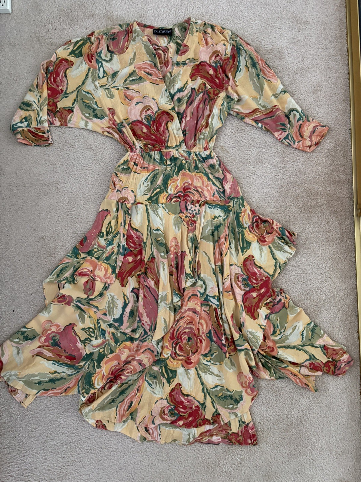 Phoebe Vintage 1980s Rayon/Nylon Floral Flowy Layered Cottage Core Dress