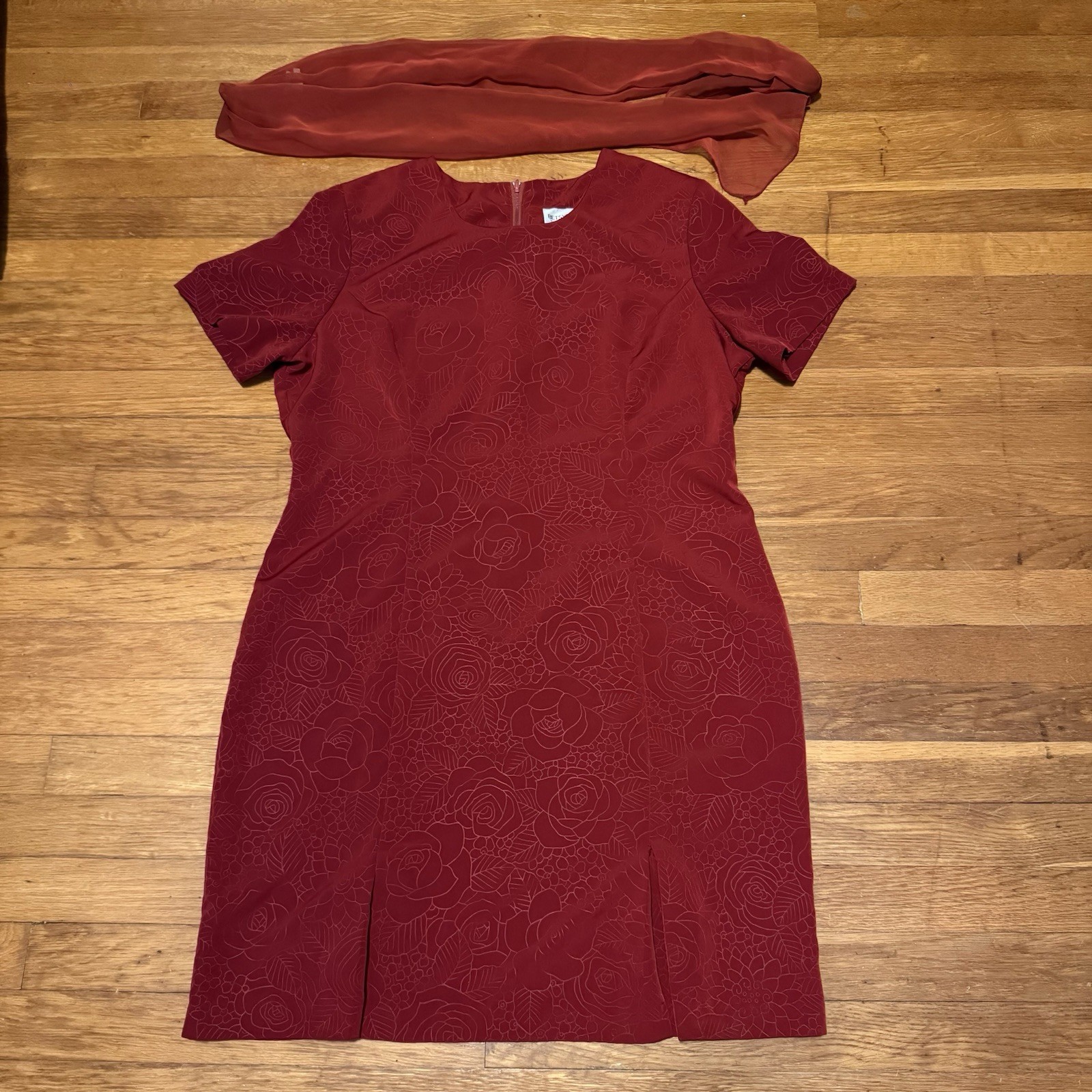 VTG 90s Betsy’s Things Floral Dress & Scarf Red Sz 12P Women’s Clothing