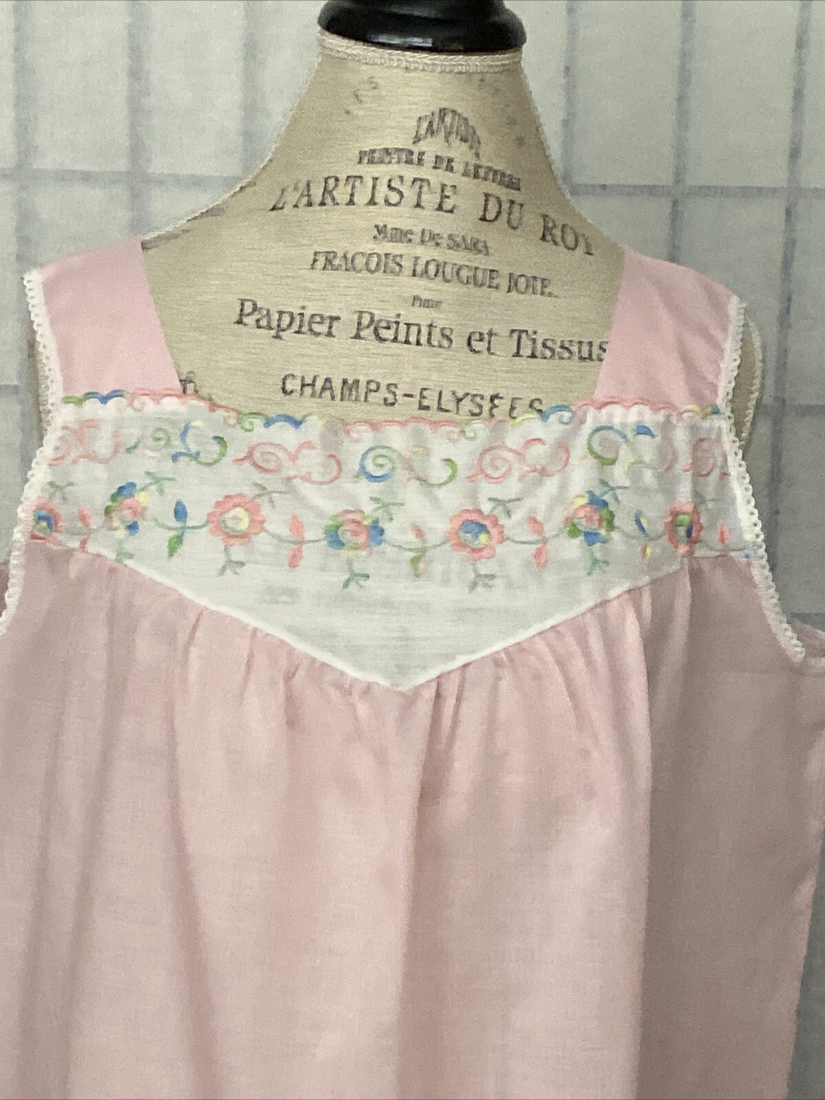 Improved Living NIP VTG 60/70s Wom Estim XL/2XL Embroider Bodice Gown 48” Bust