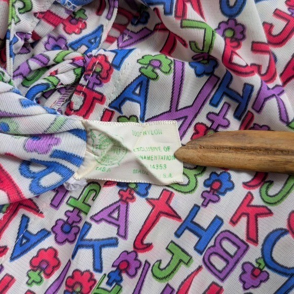 Vintage Saks Fifth Avenue Gillion Alphabet Floral Print Maxi Dress Multicolor M