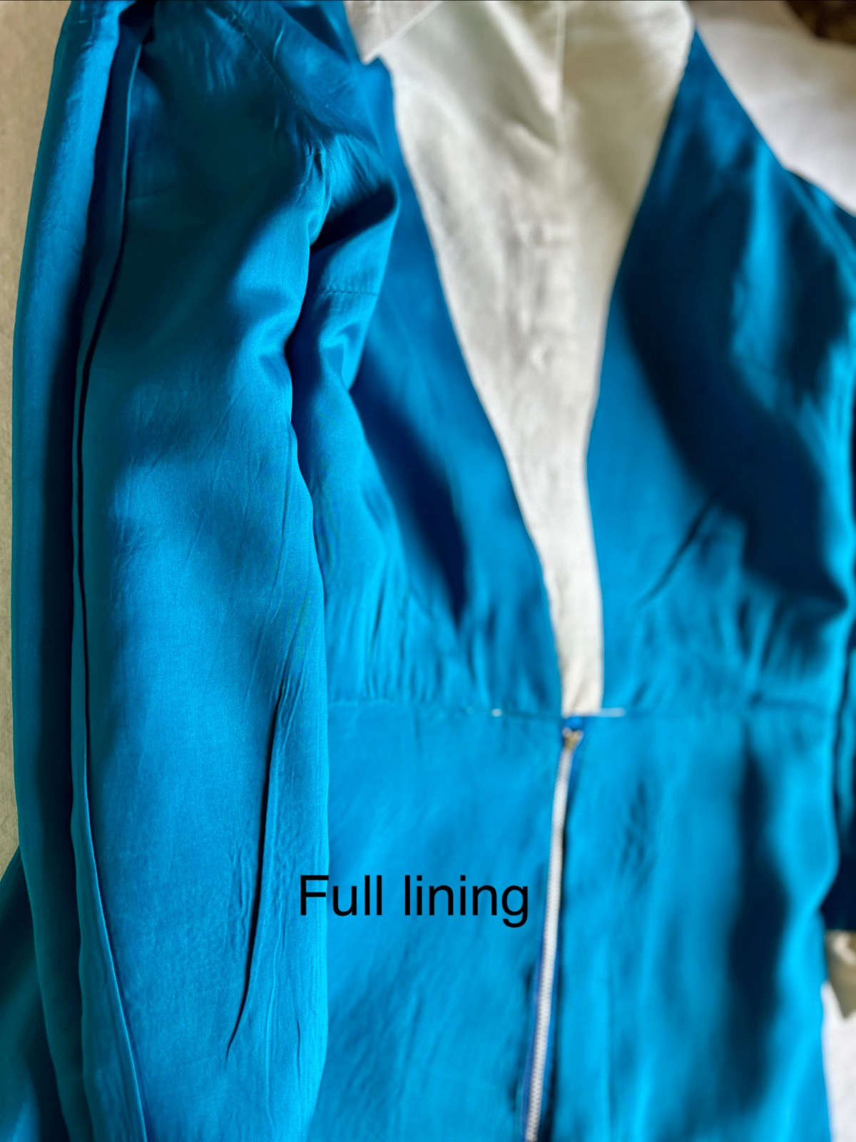 Luxury 1960s Thai Silk Dress Bangkok Hand Tailored Couture Blue White Size M