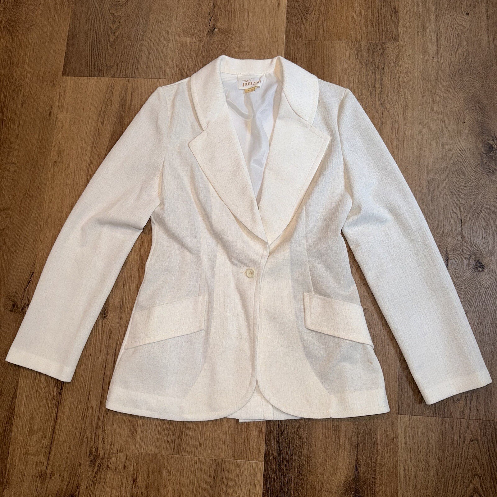 Vintage Jantzen Leisure Jacket Blazer Womens 10 Hippie Disco 60s 70s White MCM