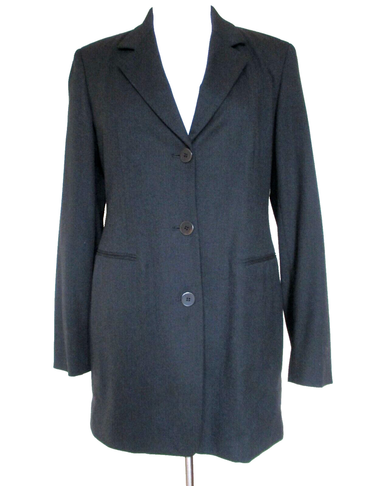 Vintage Donna Karan Signature Blazer Size 6 Women Very Dark Gray Wool Blend