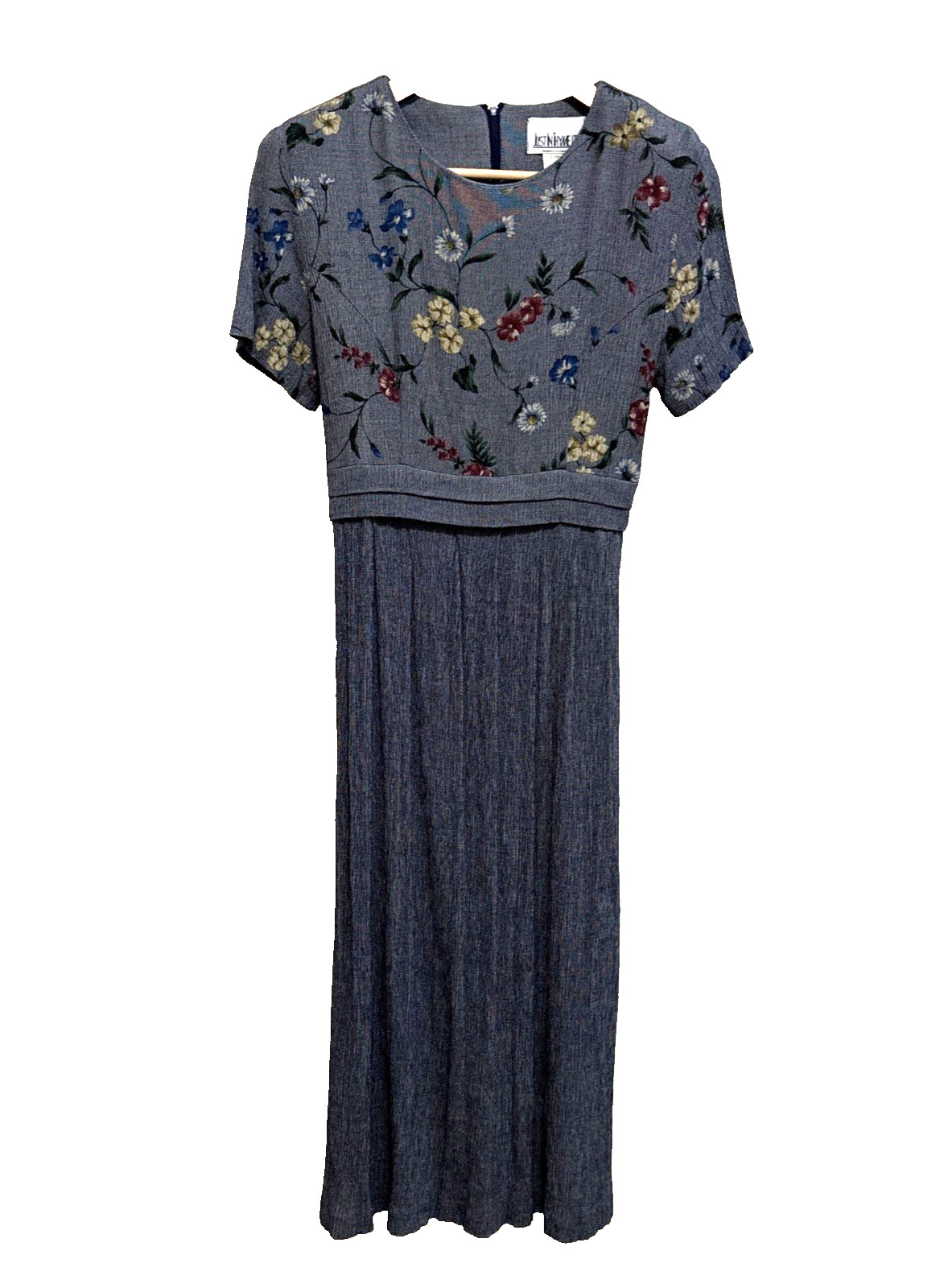 VTG 90s Just In Thyme Petite Art Womens Midi Dress Short Sleeves Back Tie SZ 8