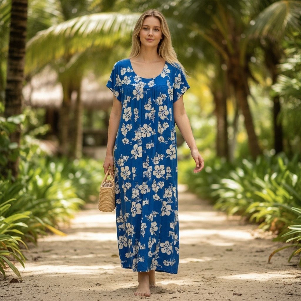 Ui Maikai Vintage Hawaiian Long Maxi Dress Made In Hawaii 60’s 70’s Caftan S/M