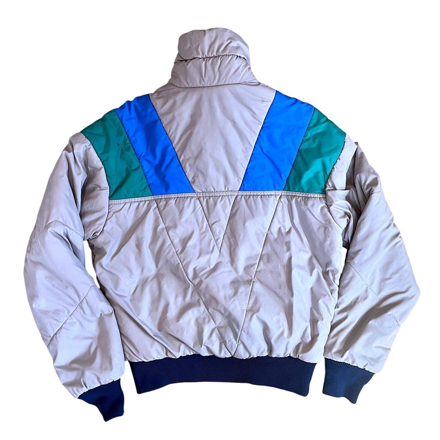 Vintage Roffe Ski Pullover Puffer 80s Colorblock Chevron Anorak Unisex USA