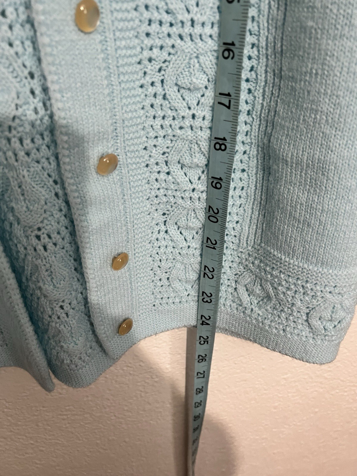 Vtg Med Baby Blue Cottagecore Feminine Grandmacore Nerd Pearl Cardigan Sweater