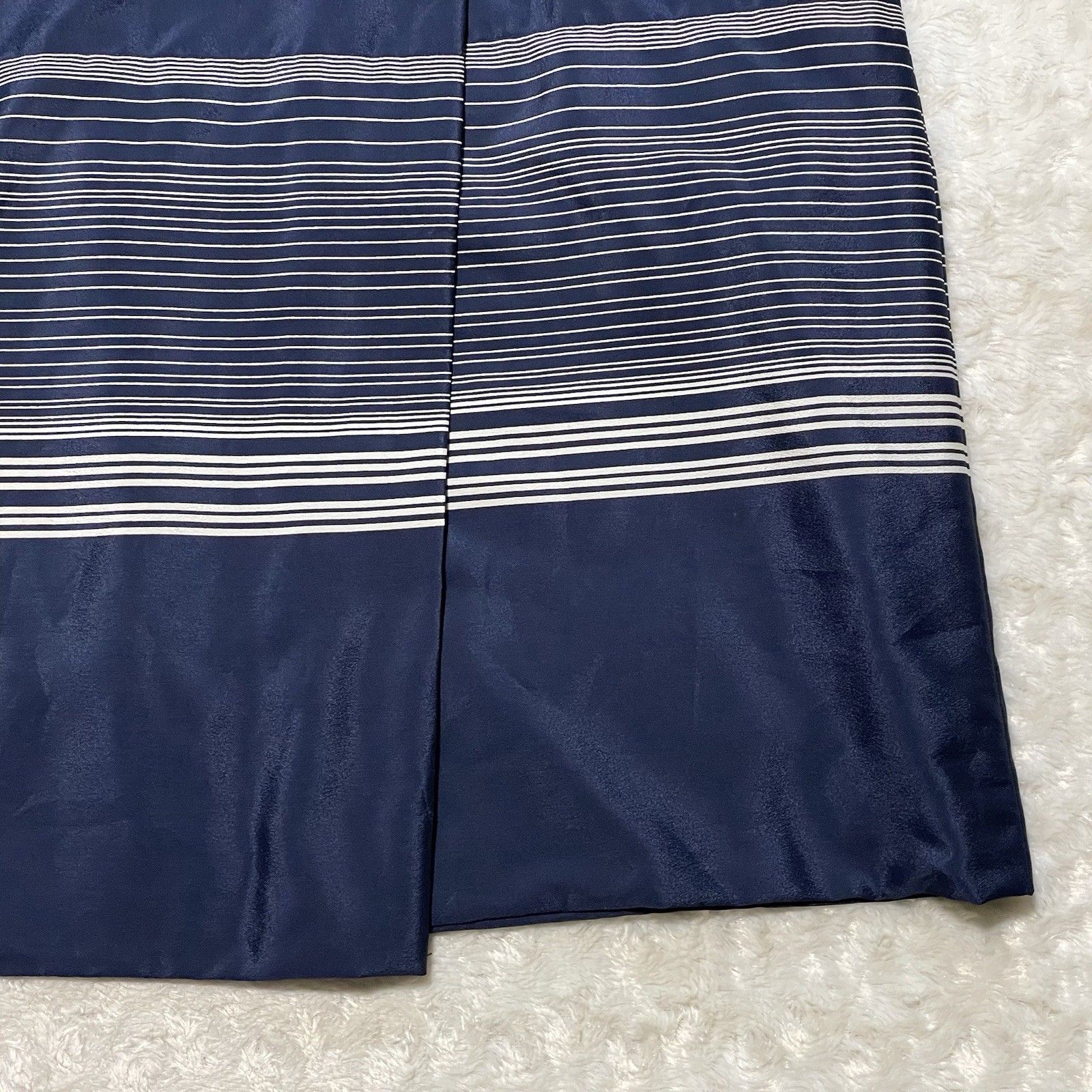 vintage 70s Malcolm Starr navy blue white striped wrap maxi skirt S/M flawed