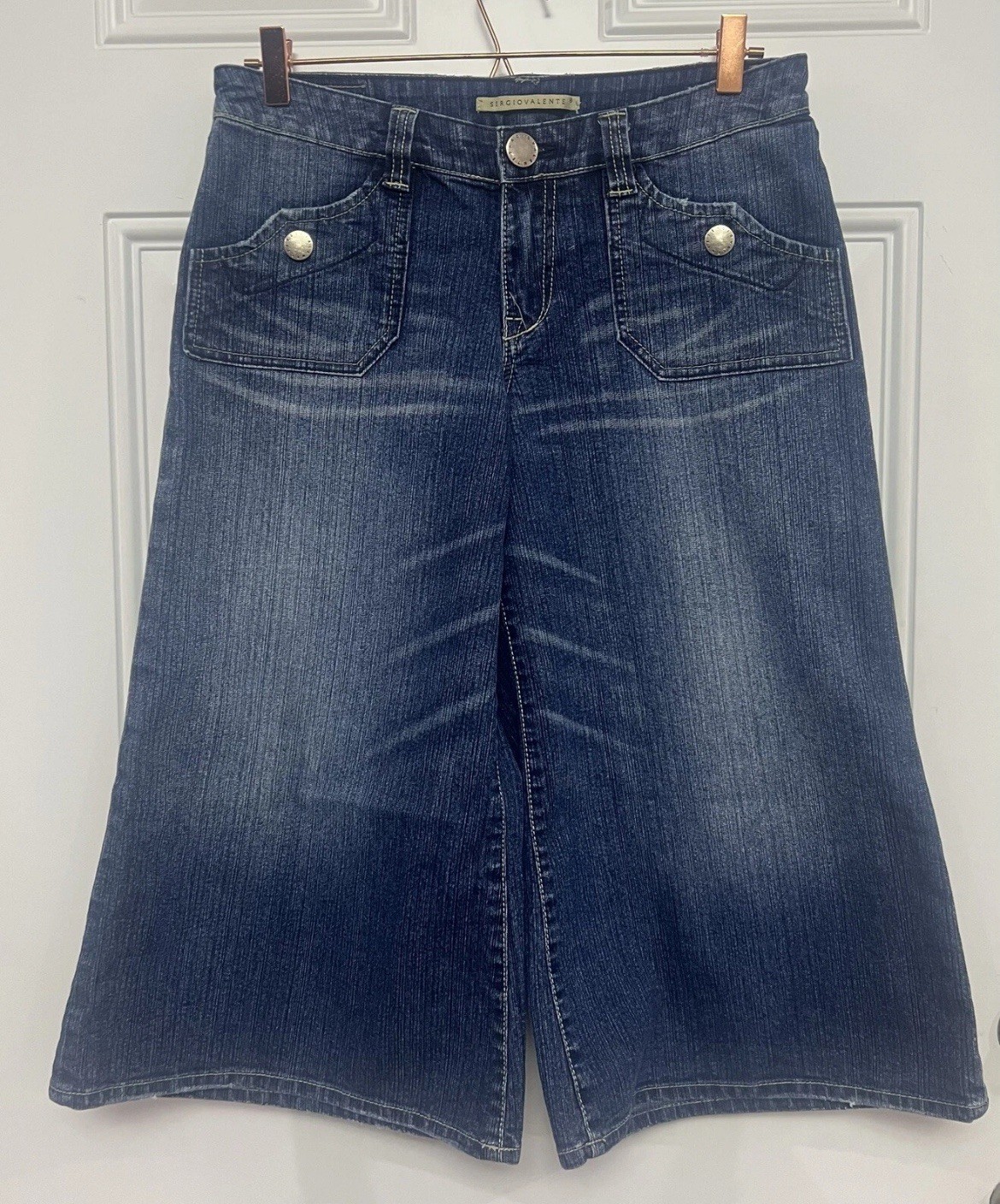 Vintage Sergio Valente Jeans Womans Extra Wide Leg Capri Gaucho Boho Chic Size8