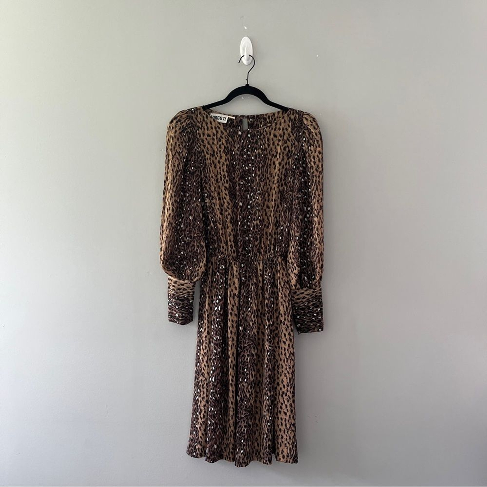 Vintage Taurus II Long Sleeve Animal Print Dress Lightweight Sheer
