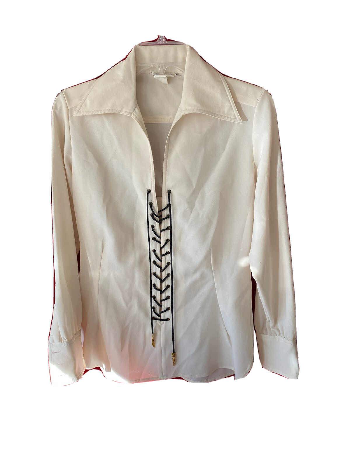 Vtg KING JAMES of CALIFORNIA Davy Crockett 70’s Style Ivory Hippie Top Sz S RARE