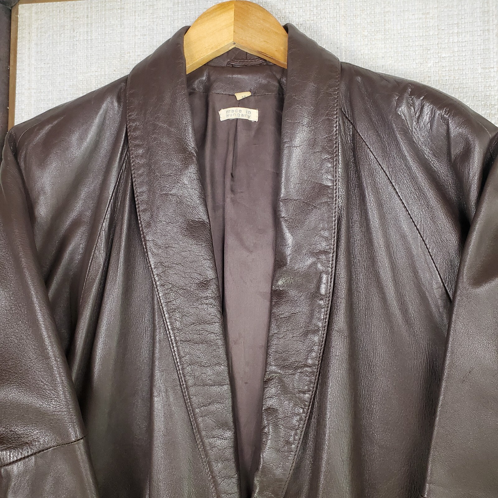 VTG ANONYMOUS Womens Size Medium Leather Shawl Collar Chore Barn Coat Jacket