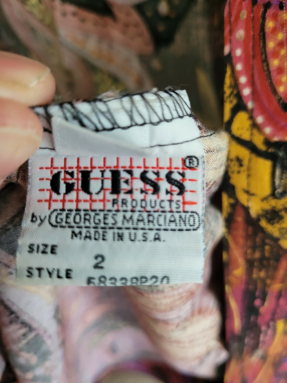 1980s Vintage GUESS Rayon shirt size 2 Single Stitch USA Georges Marciano sharp