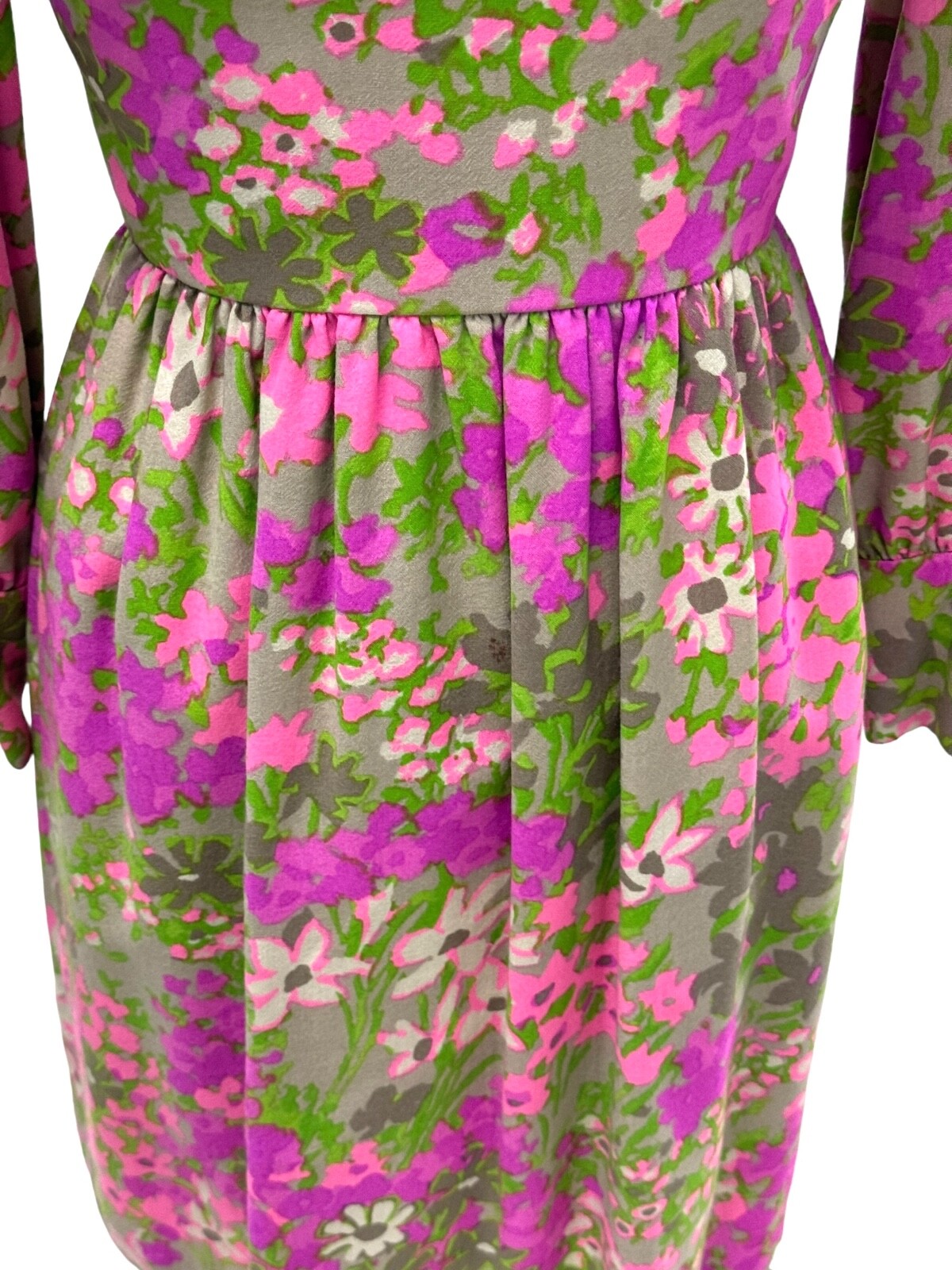Fantastic Vintage 60s 70s Bright Colorful Floral Dress By Chester Weinberg Small