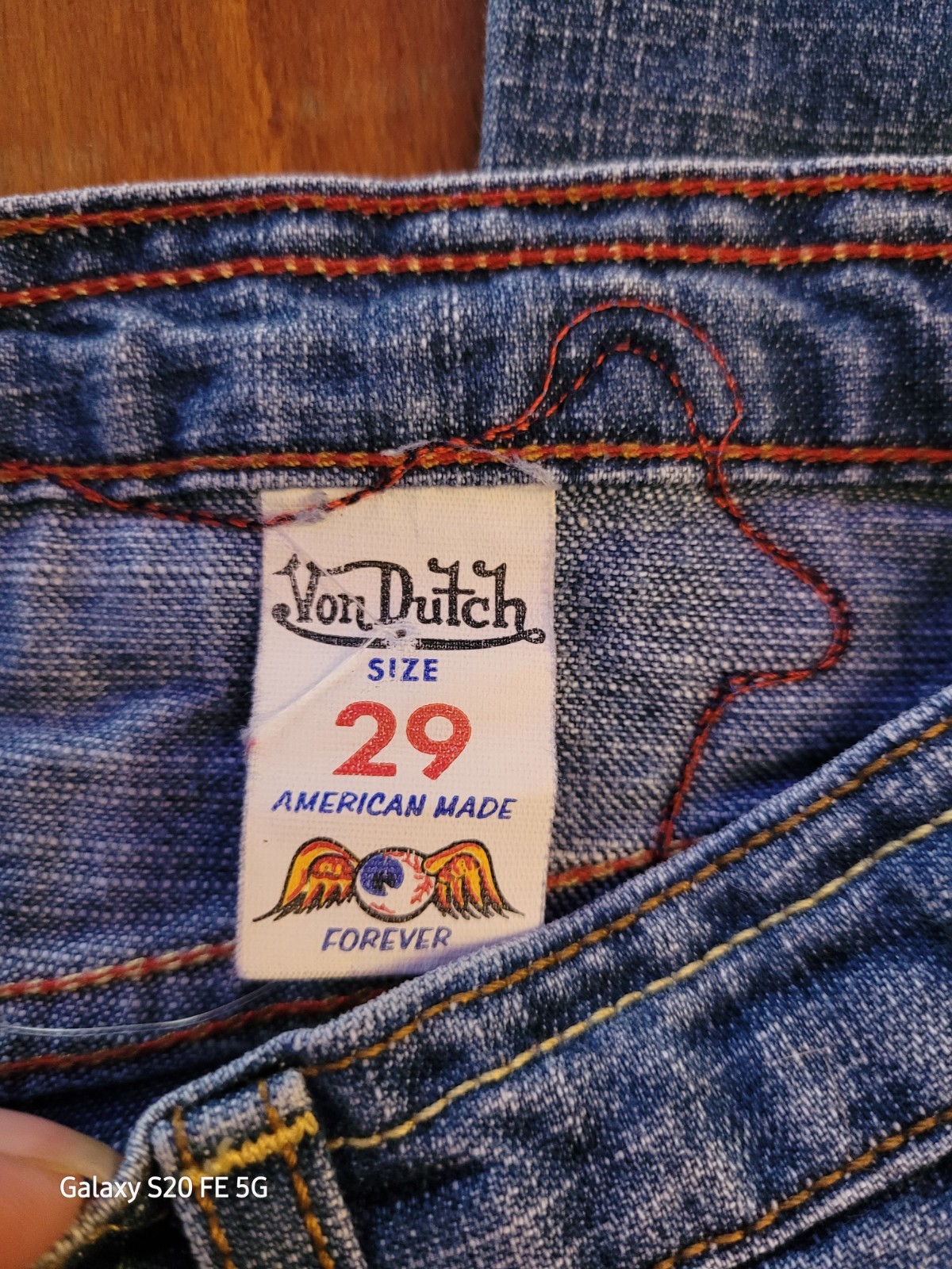 RARE Y2K Von Dutch Sz 29 Vintage Back Patch 90’s Jeans Distressed Wide Leg