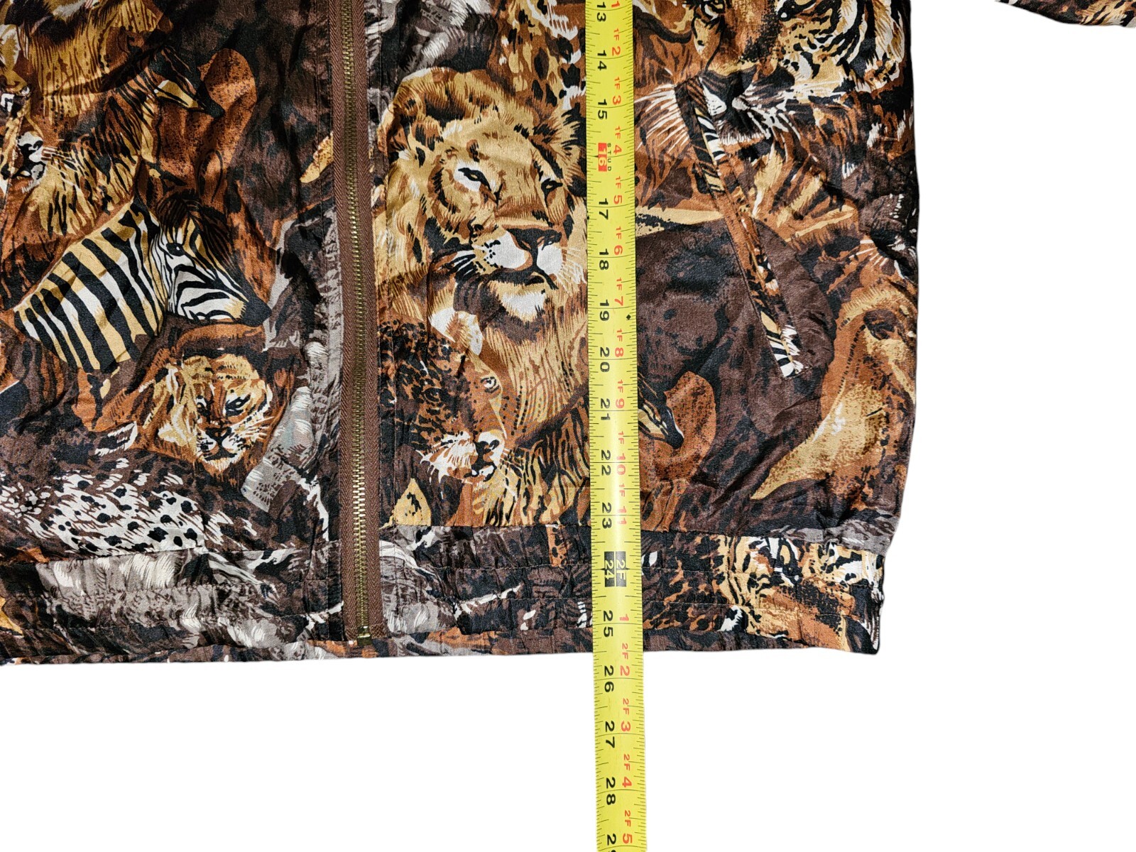 Vintage EVR 80s Safari all over print 100% Silk jacket Women’s Sz Medium