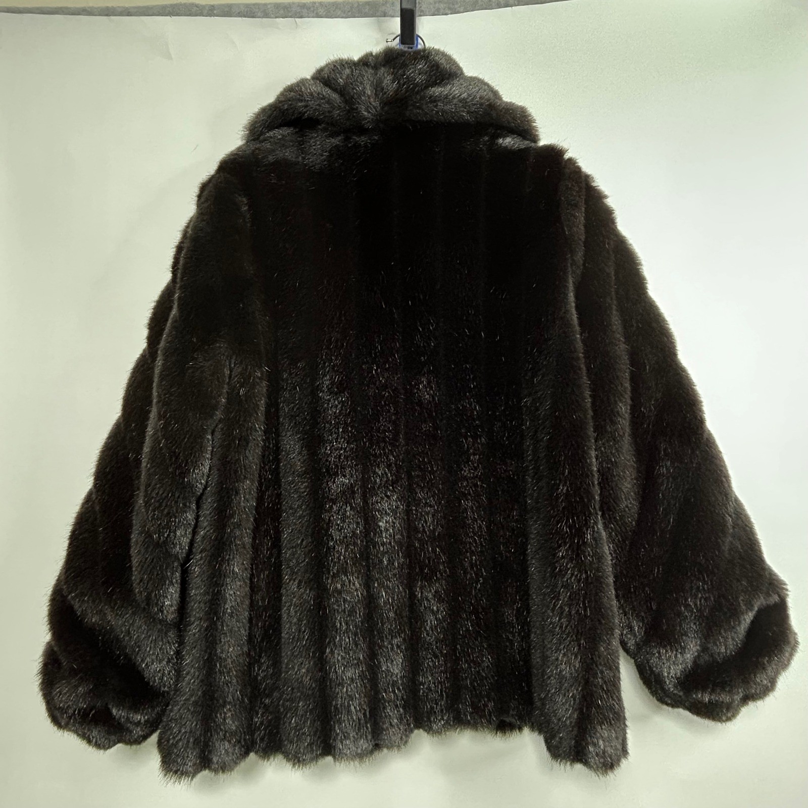Vintage Monterey Faux Mink Fur Coat Dark Brown Shawl Collar Made USA 16 Mob Wife
