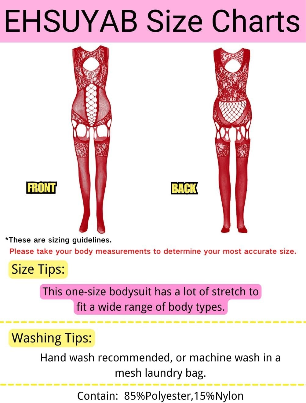 EHSUYAB Women Body Stockings Sexy, Exotic Dancer Fishnets Lingerie Glow Party, F