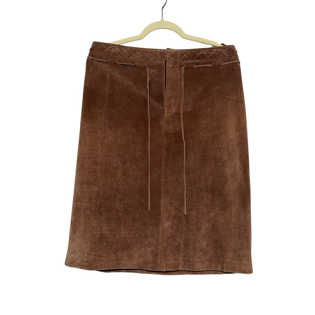 AMI NWT Vintage Leather Suede Skirt Size 10 Brown Western Coastal Cowgirl Fall