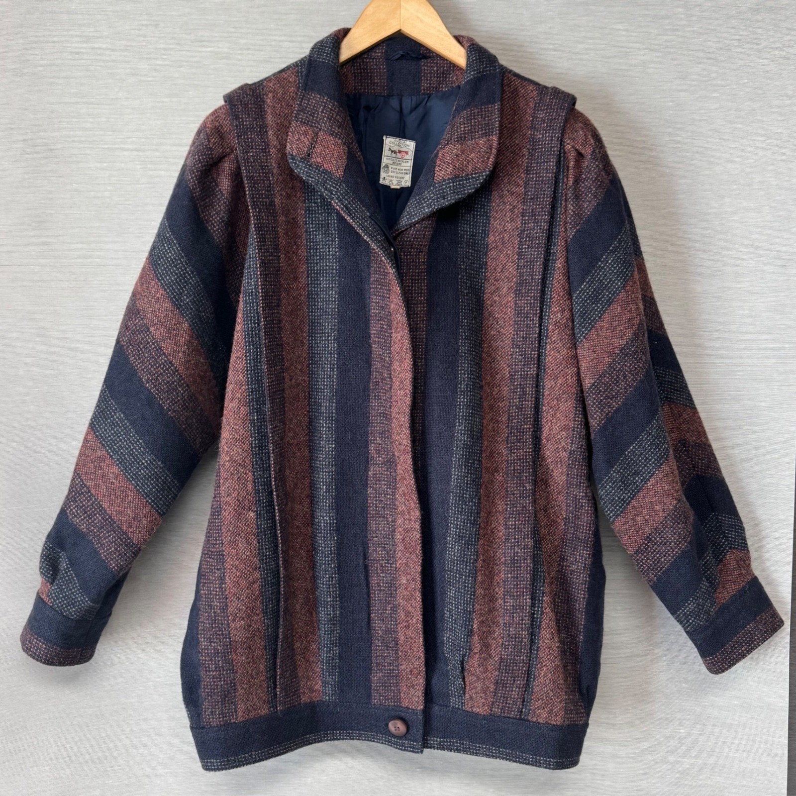 Vtg Avoca Collection Irish Tweed Wool Jacket Striped – Women’s Medium – Purple