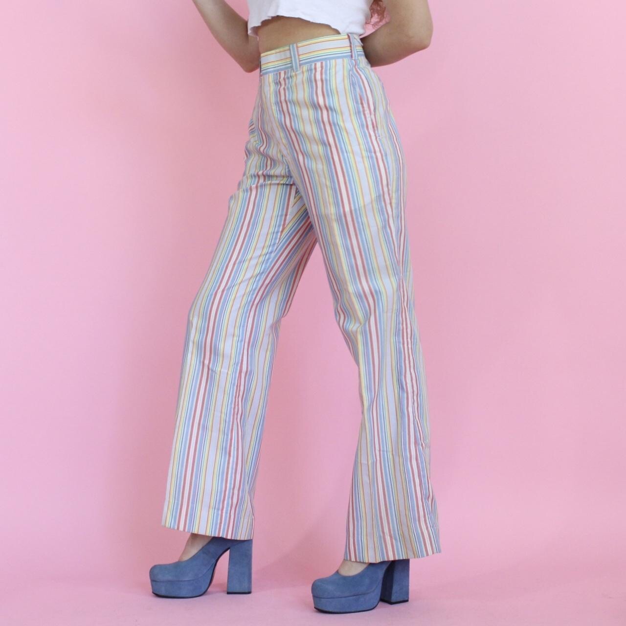 Vintage 70s Rainbow Stripe Bell Bottoms