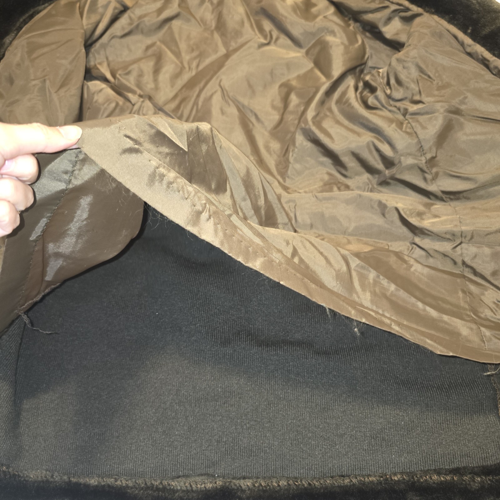 VTG Herman Kay Dark Brown Faux Fur Double Breasted Women’s Coat USA Distressed