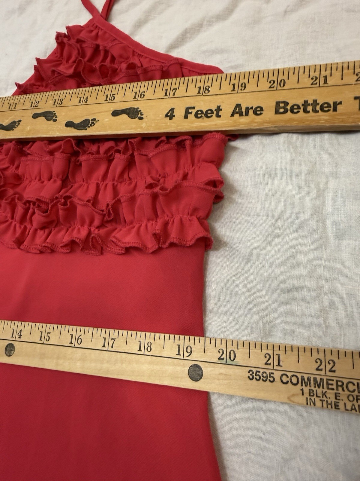 Vtg 90’s Undercover Wear Slip Dress Sz XL Chiffon Ruffles Nightgown Tomato Red