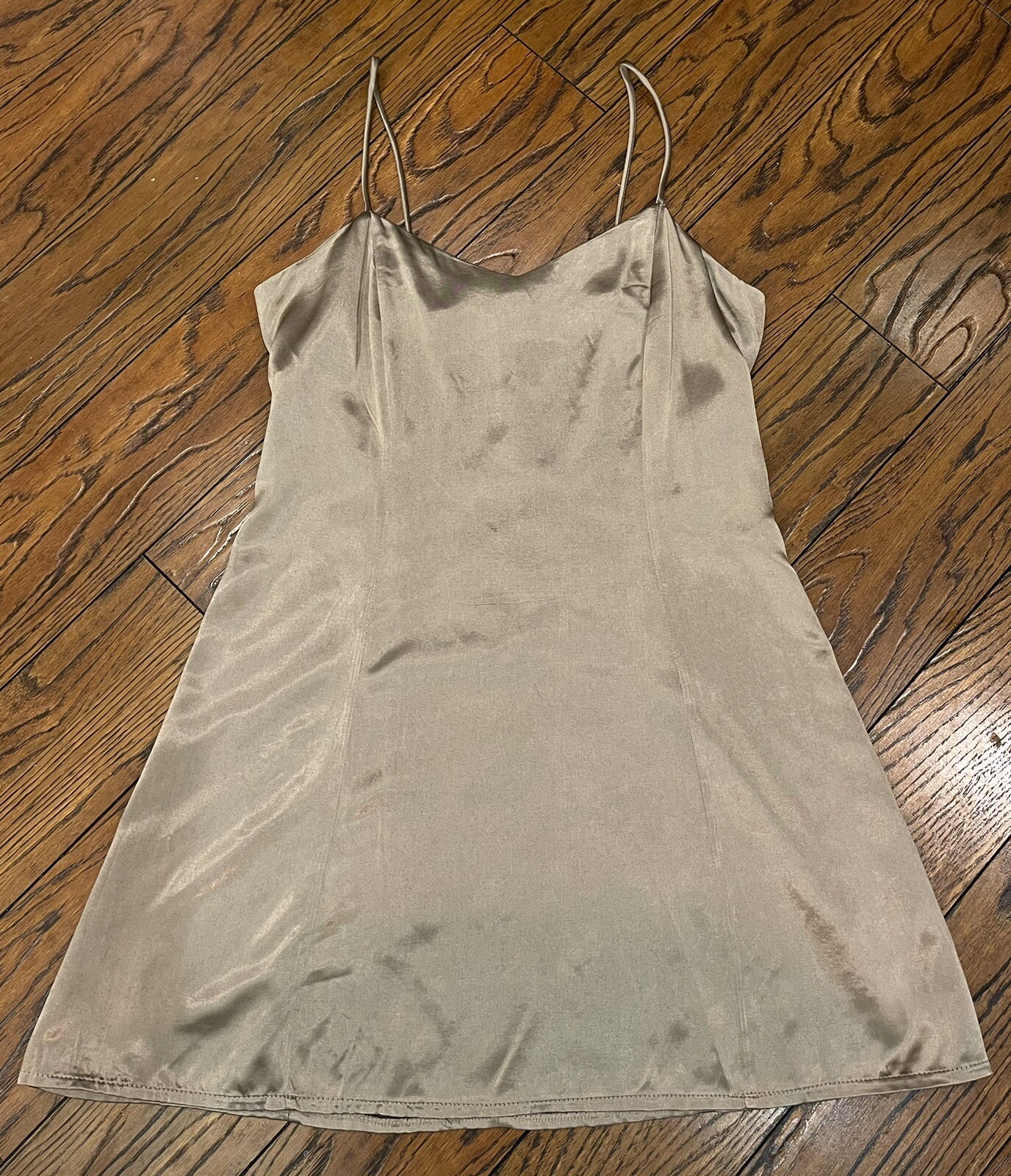 Vintage 90’s SATIN SLIP DRESS M Sexy Gold Y2K Party Beach Festival Rave Mini