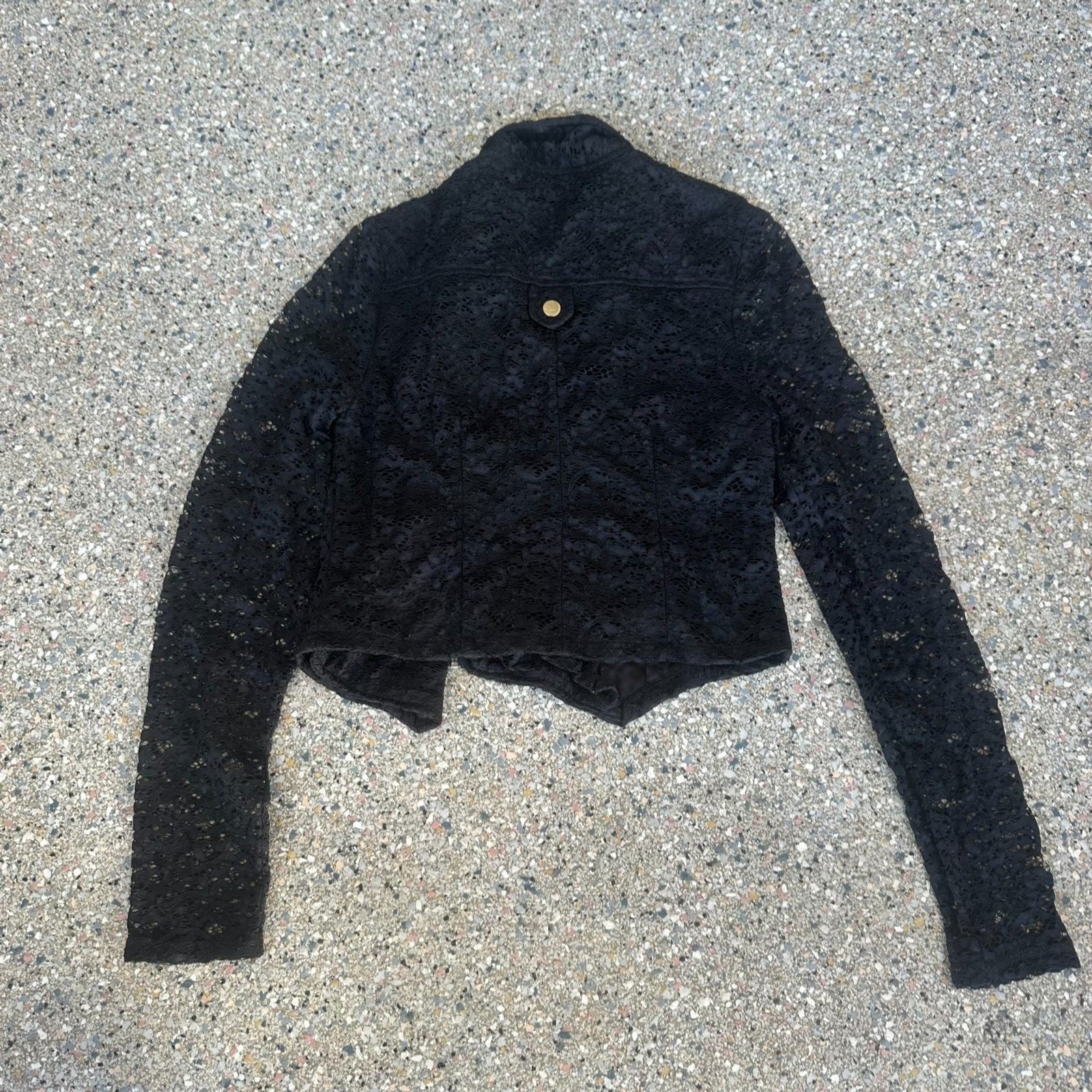 Steampunk Grunge Women’s M Lace Black Biker Lightweight Cropped Jacket