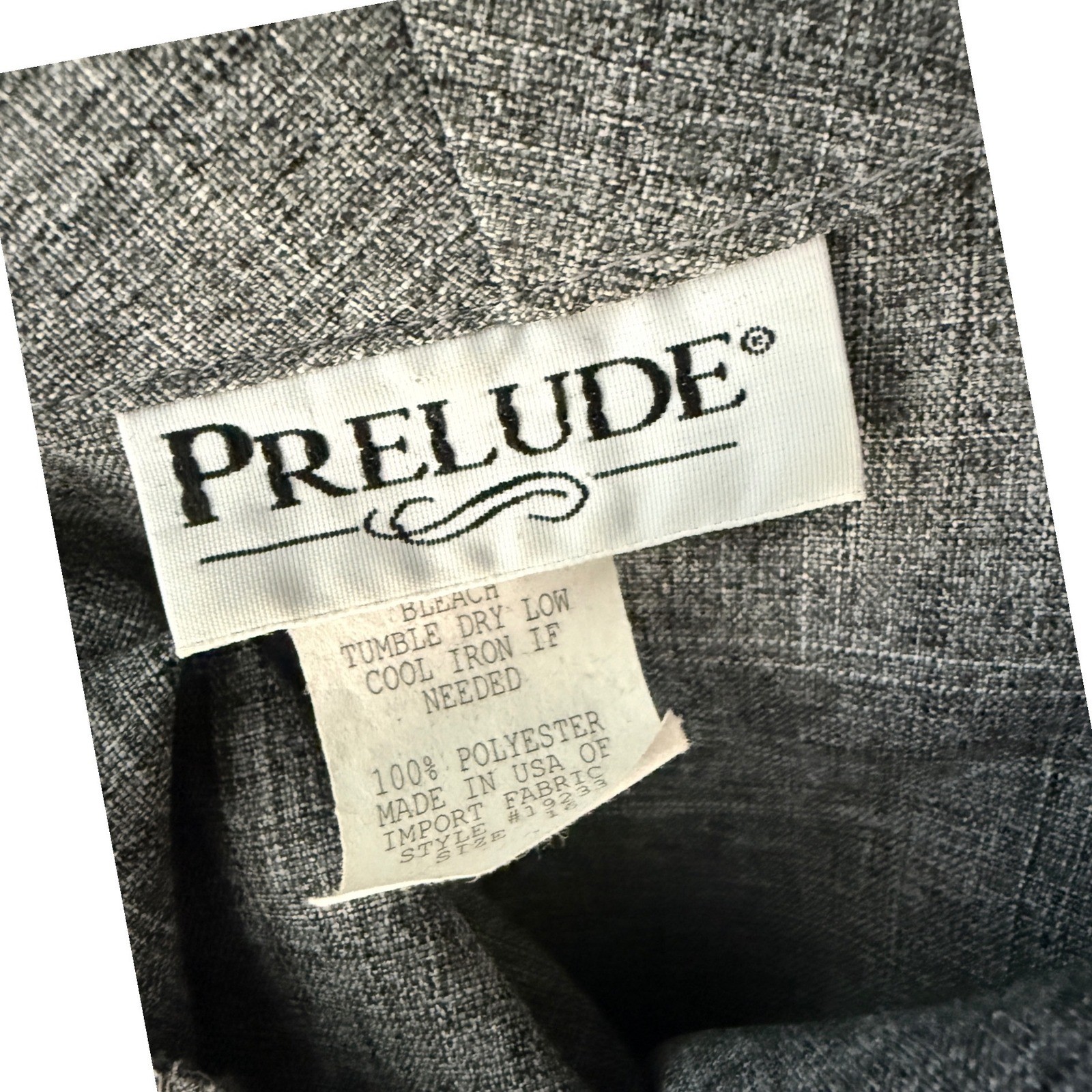 Vintage 80s Prelude Grey Skirt Suit Power Suit Size 16 Bold Shoulder Lightweight