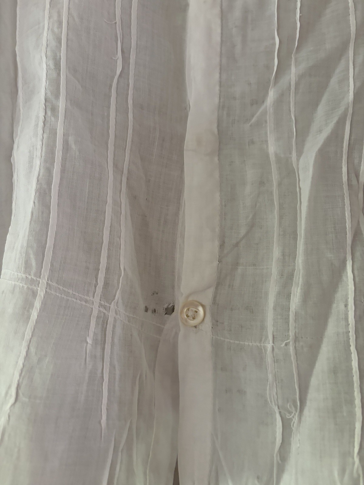 Antique Edwardian White Cotton Lace Blouse Bodice Whitework Pintuck c. 1900s