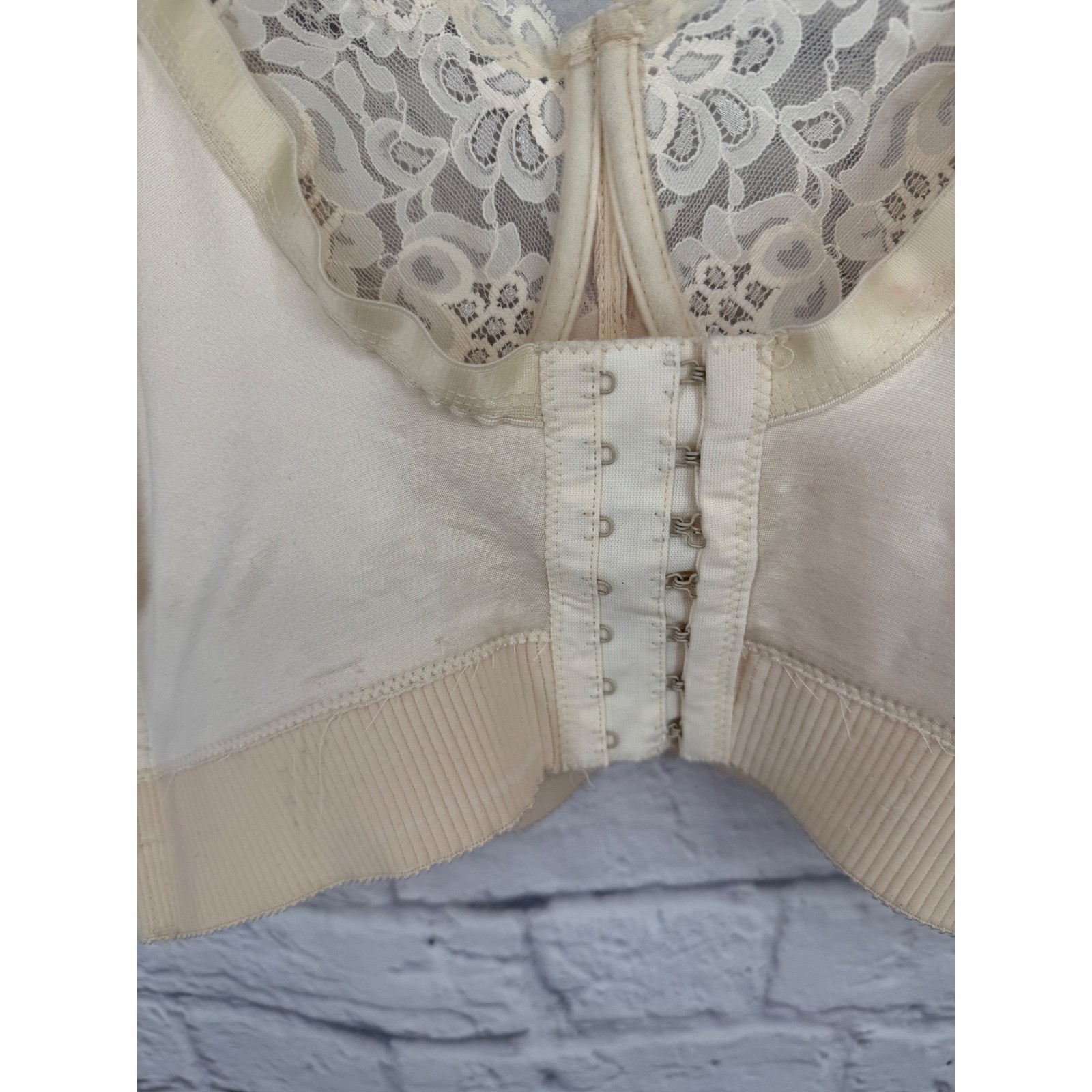 Vintage Va Bien Ivory Satin Lace Longline Bra 42DD Coquette Bridal Bustier