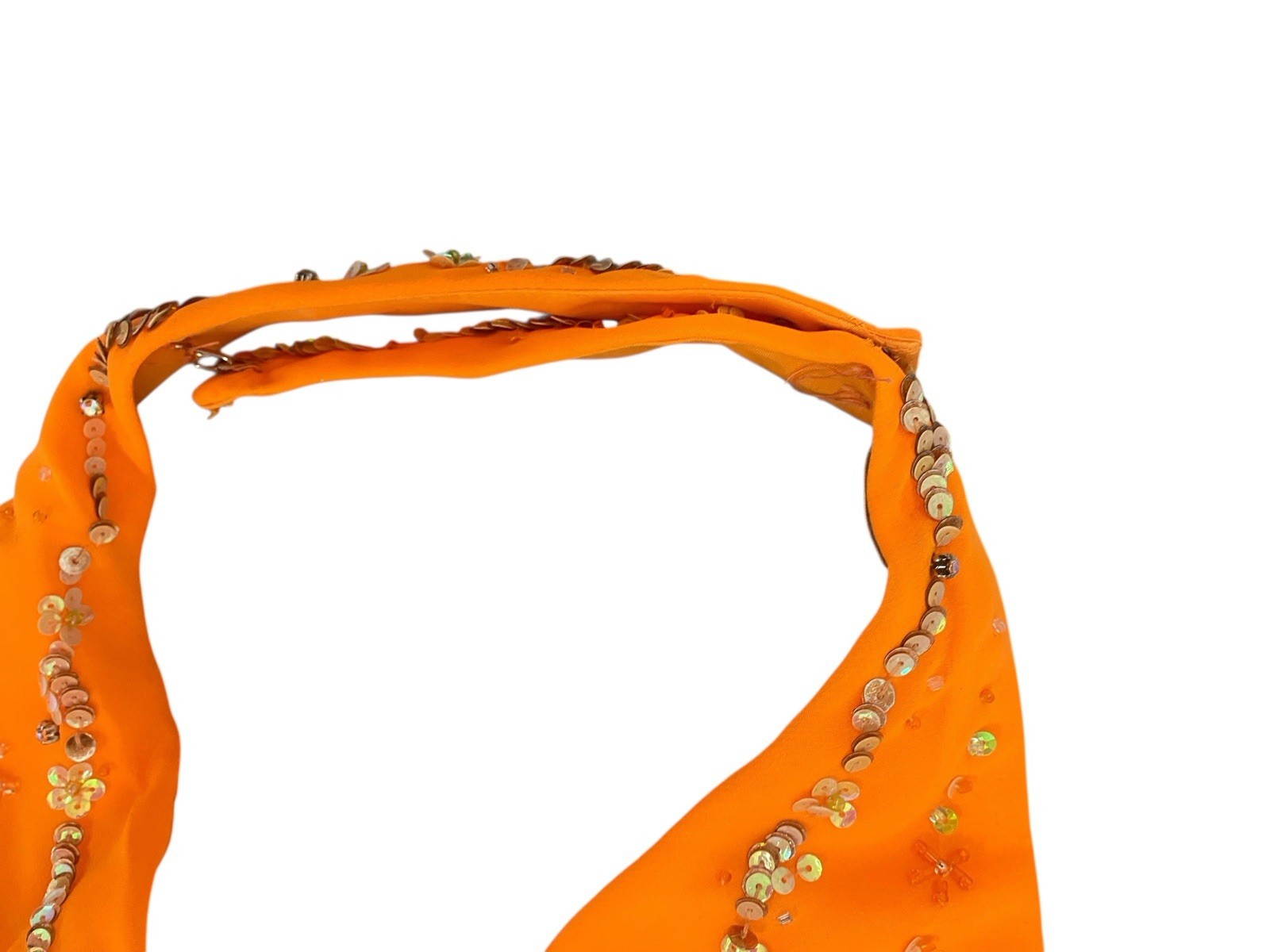 Vtg Y2k Orange Sequin Ruffle Whimsy Balletcore Fairy Coquette Prom Dress Sz 14