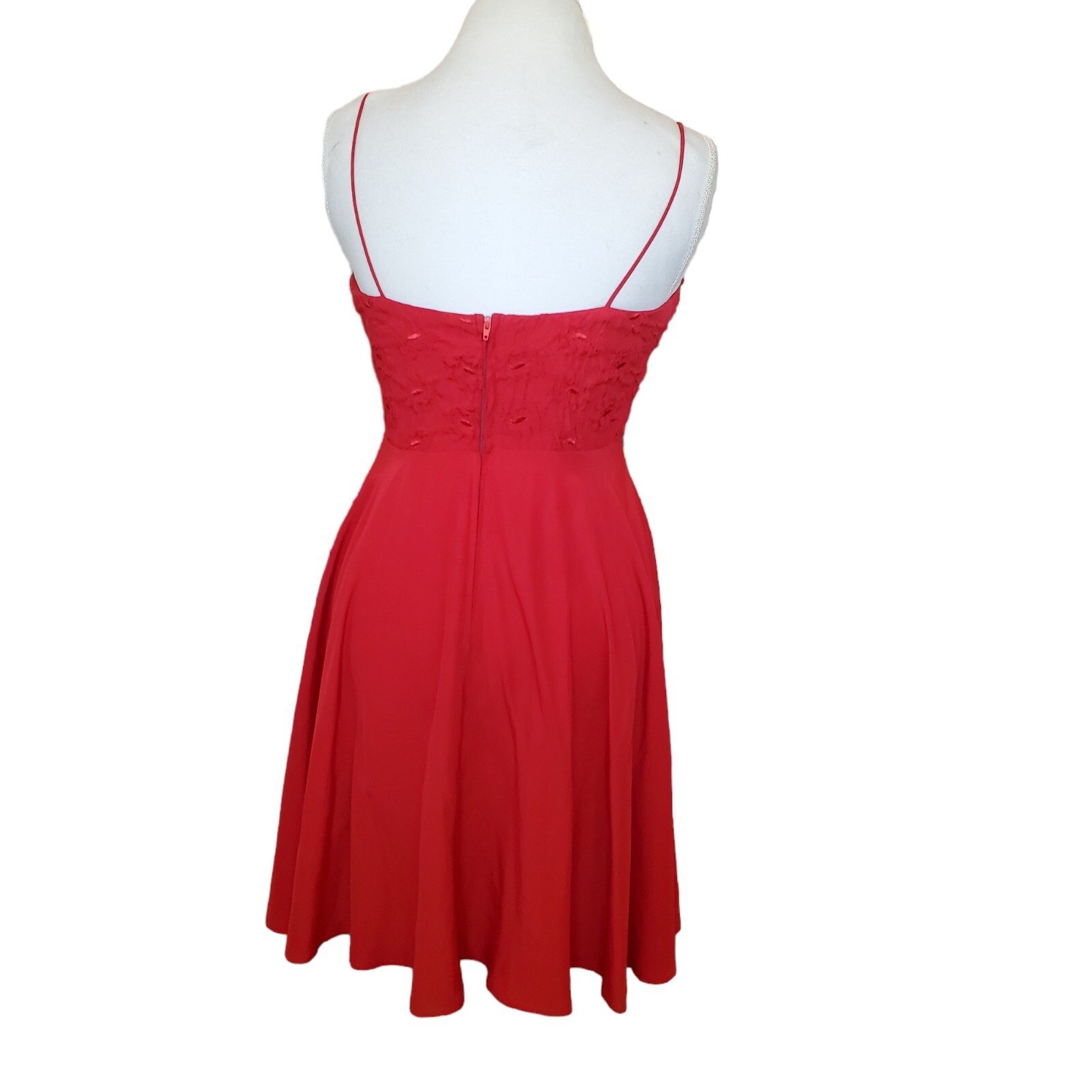 Vintage 90s Red Smocked Babydoll Mini Dress Spaghetti Strap Medium 8 10