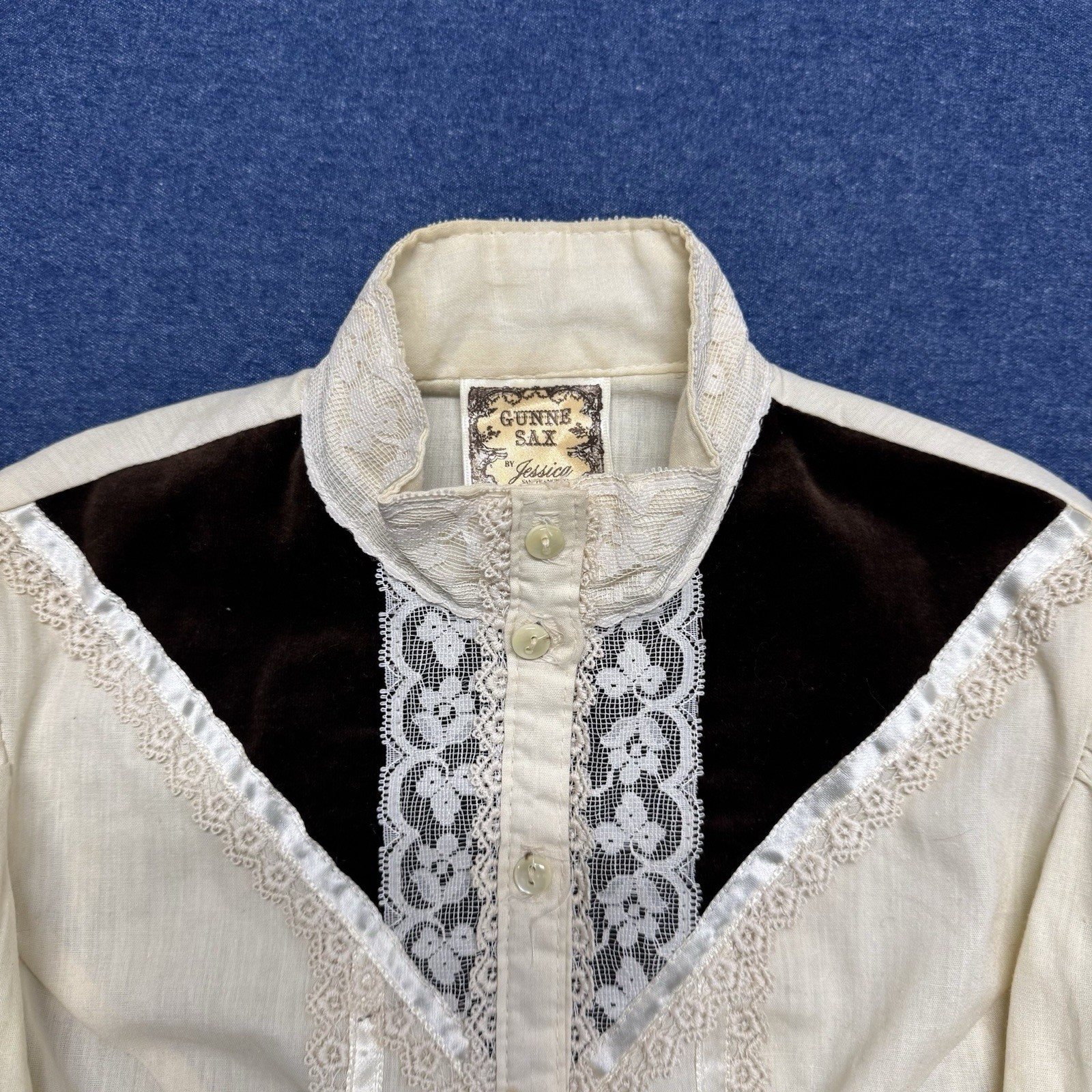 Vintage 70s Gunne Sax by Jessica Womans Button-Up Blouse Size 5