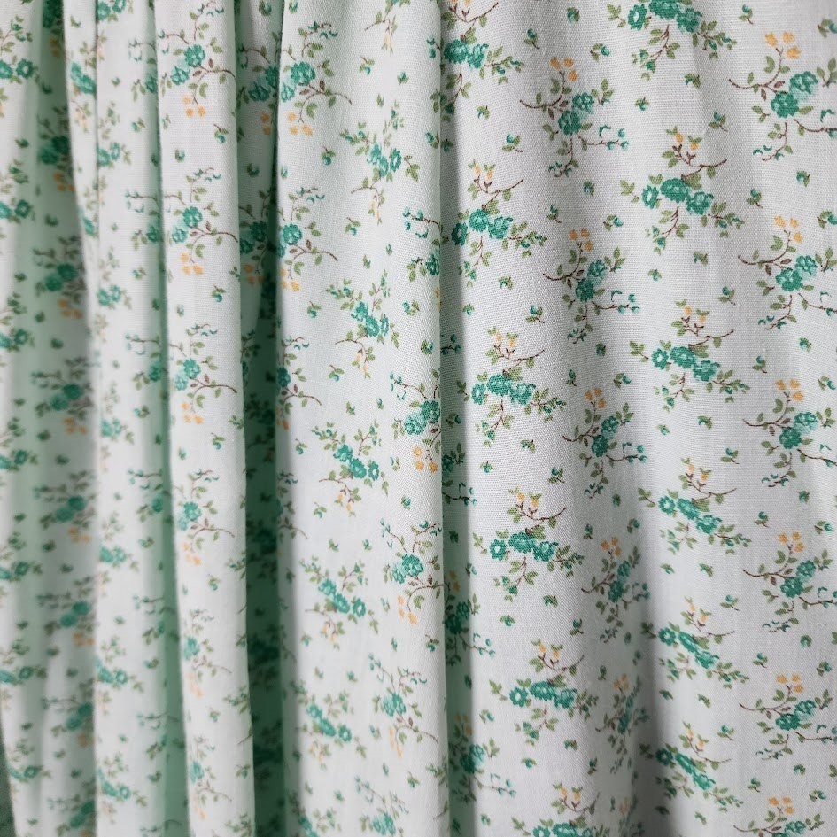 VINTAGE Handmade Ditsy Floral Dress Mint Green Romantic Prairie Maxi Dress