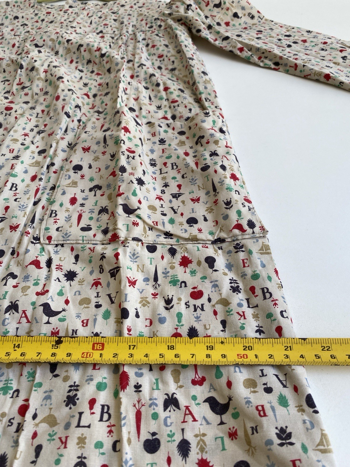 Vintage 60s Handmade M Smock Dress Alphabet Print