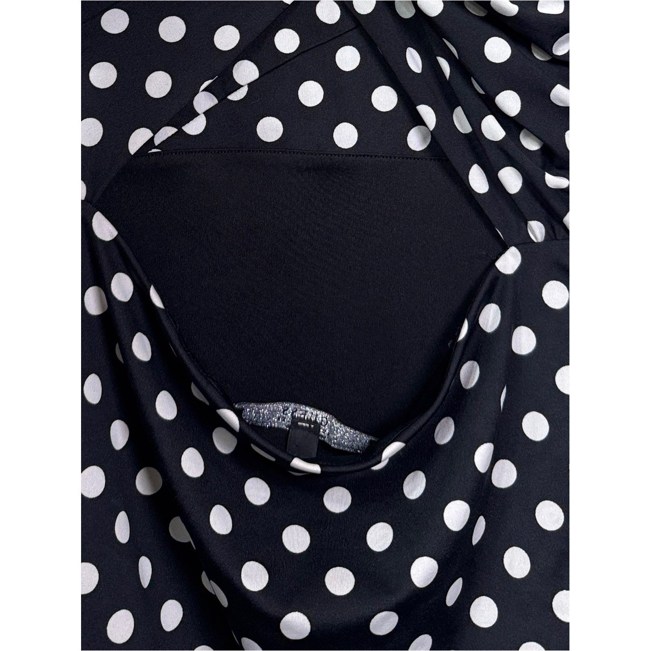 Guess Black White Polka Dot V Neck Mini Bodycon Dress Retro Pin Up coquette date