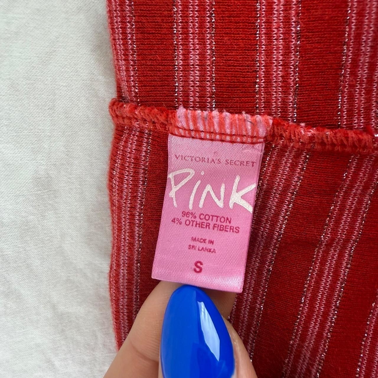 VTG Victoria’s Secret PINK Red & Pink Striped Low Rise Foldover Pants Sz S Y2k