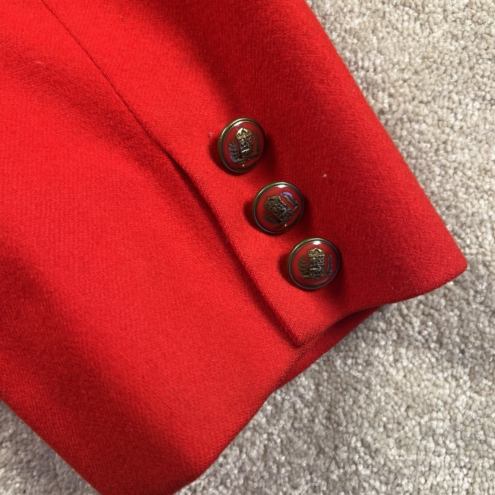 Pendleton Vintage Red Blazer Wool Red/Gold Buttons women’s 12