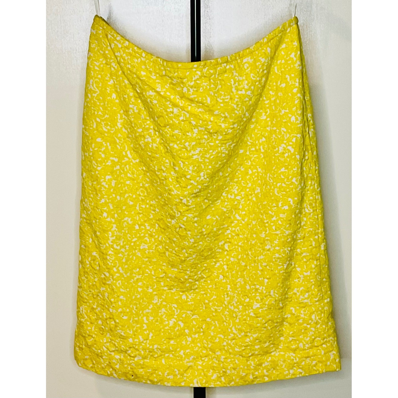 TAHARI ASL women’s yellow white beaded floral suit skirt blazer vintage cotton 6