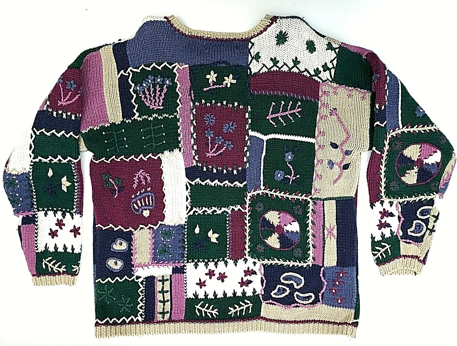Vtg Paris Sports Club Womens Sz Medium Sweater Hand Knitted Pullover Long Sleeve