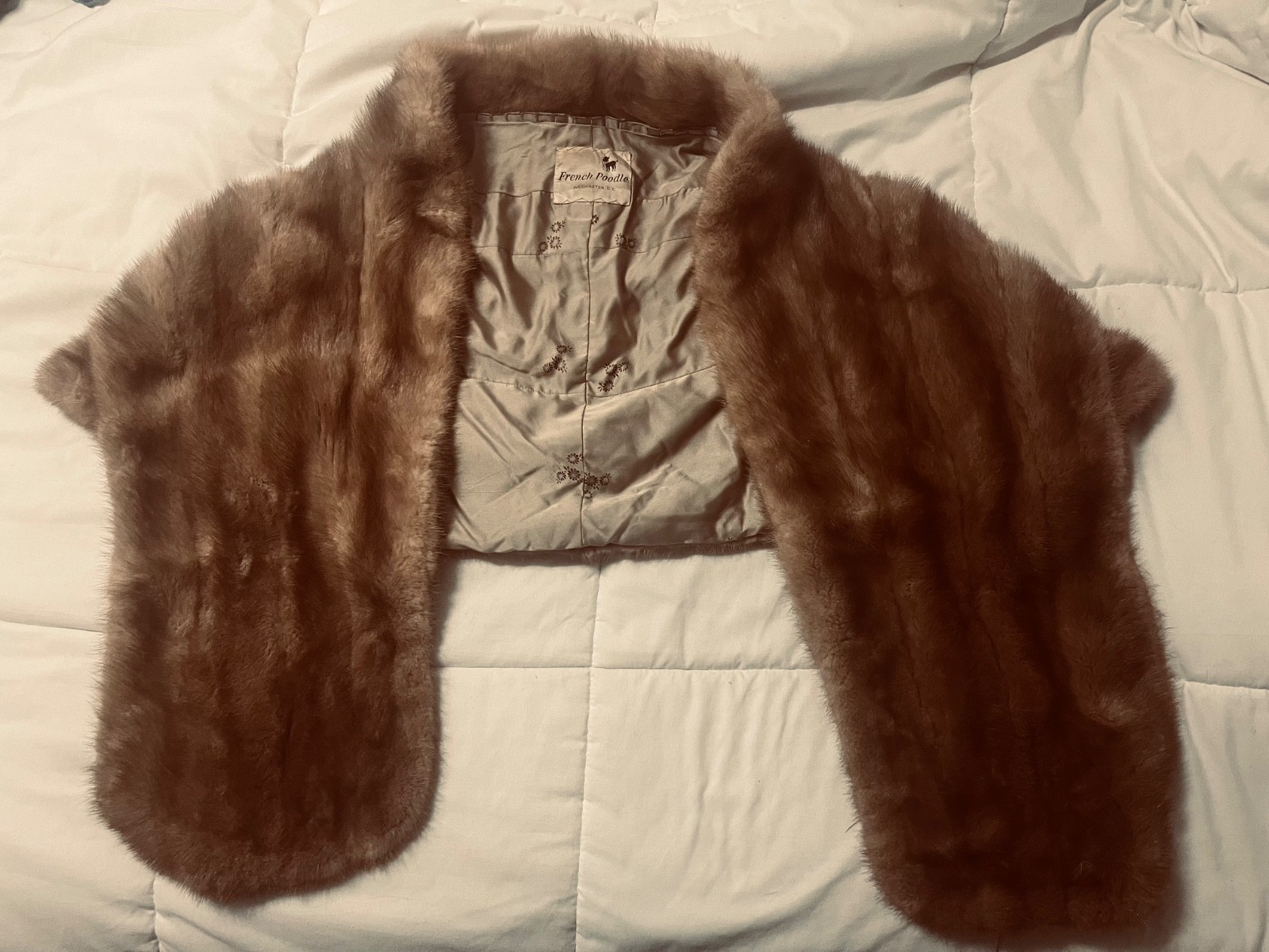 French Poodle brand vintage real mink fur stole
