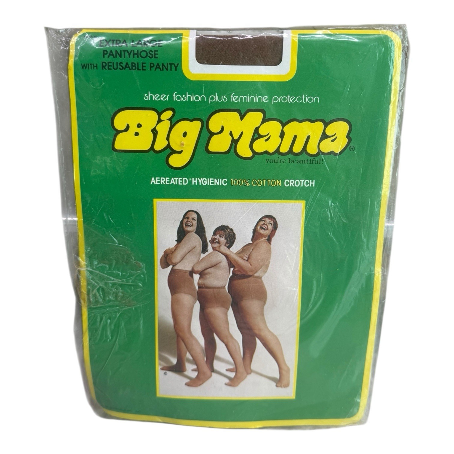 Vtg New Big Mama Nylon Pantyhose With Reusable Panty Extra Large 230-300 Lbs