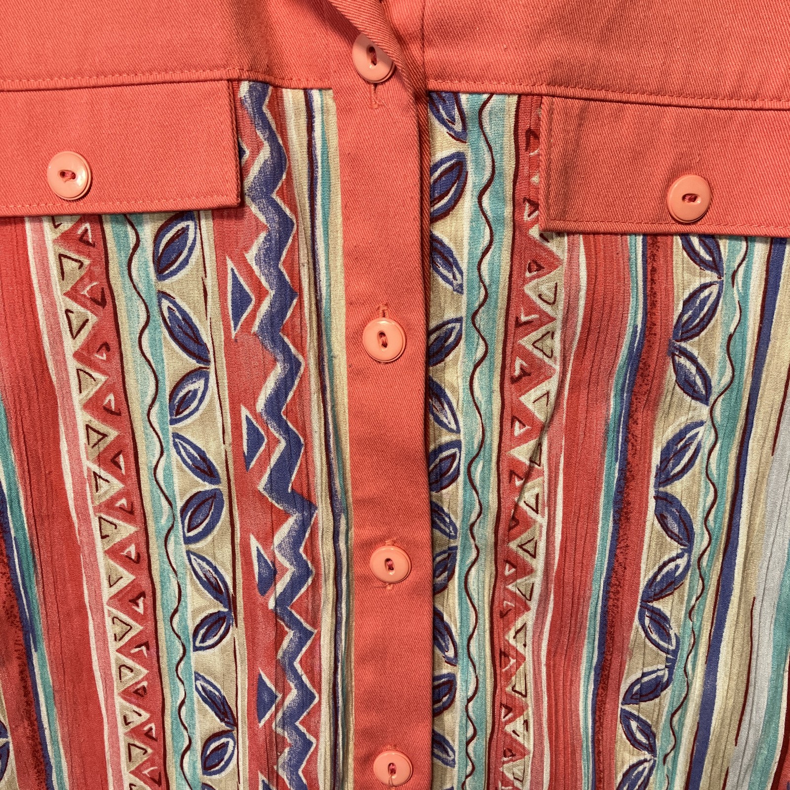 Vintage Frayne Women’s Medium Southwestern Tribal Print Button Up Blouse 80s 90s