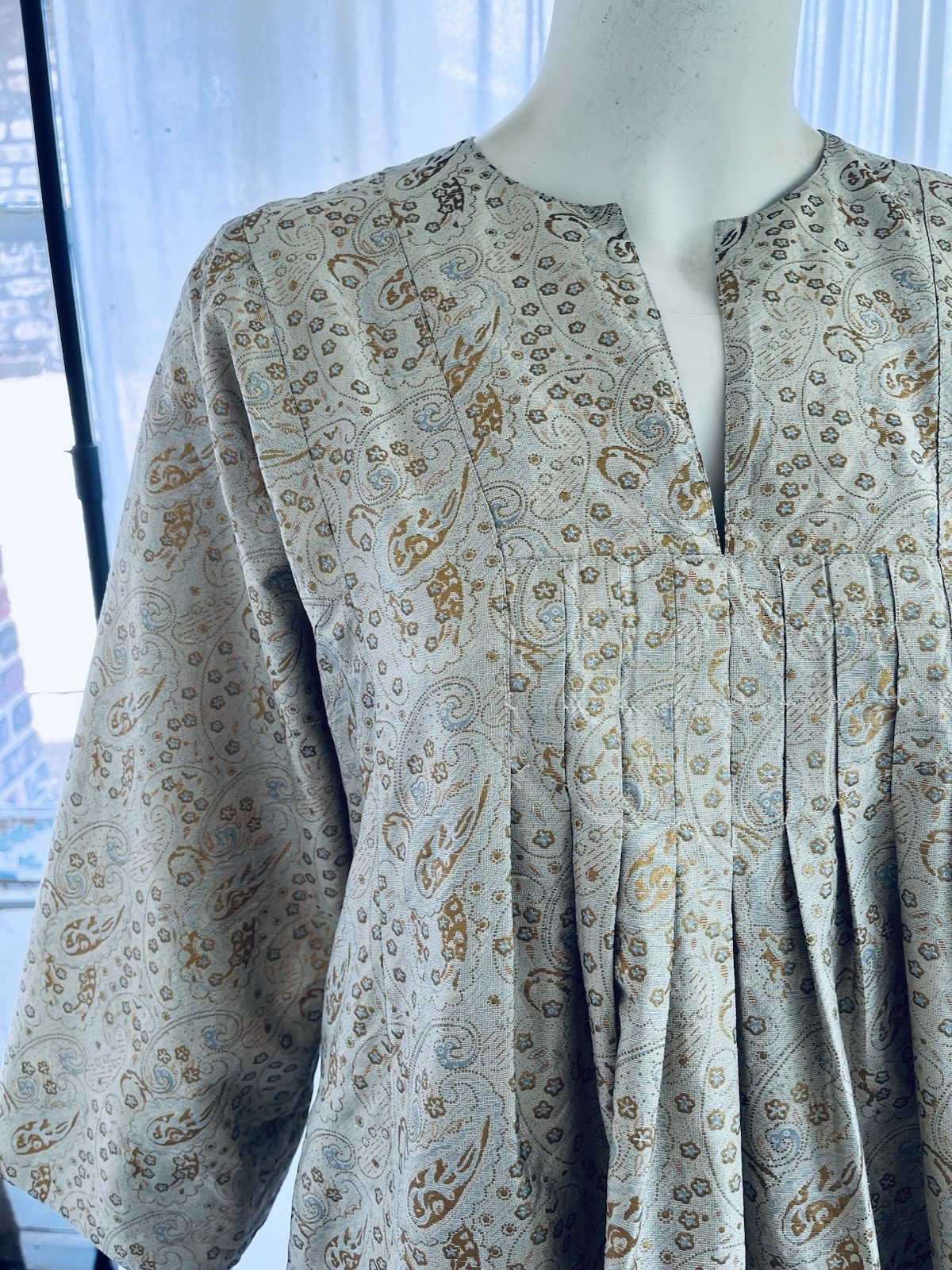 Vintage Jim Thompson Thai Silk Caftan 1970s Kaftan Dress w /Pockets Size Large