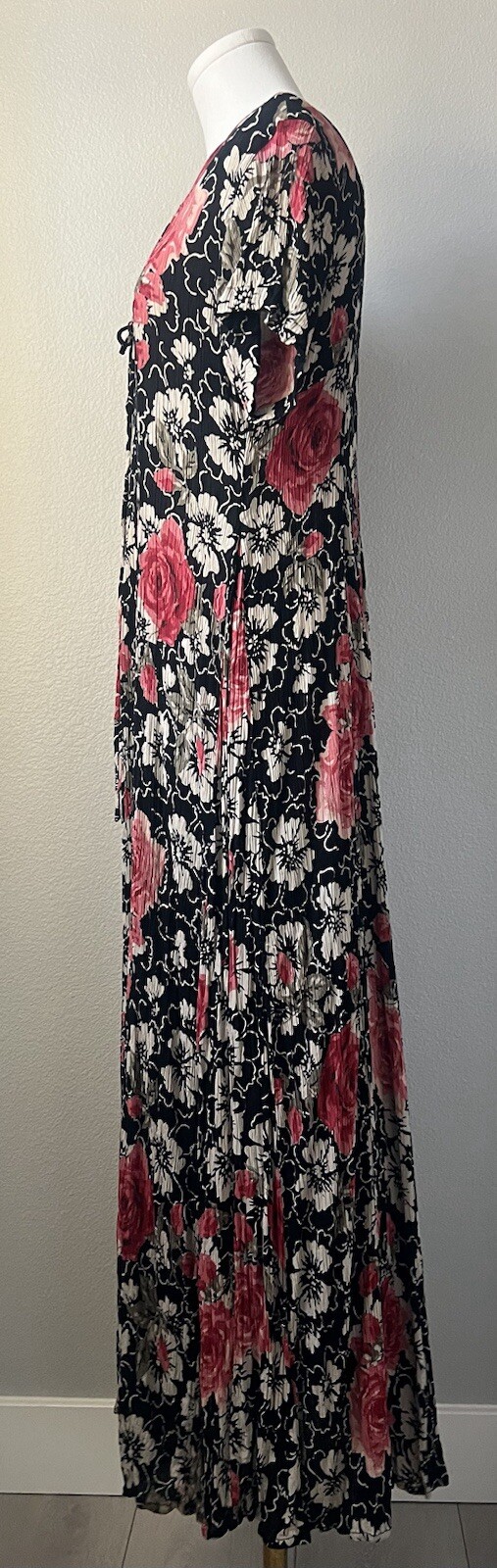 Vintage 90’s Starina Floral Rose Grunge Fairy Fit And Flare Maxi Dress Size S