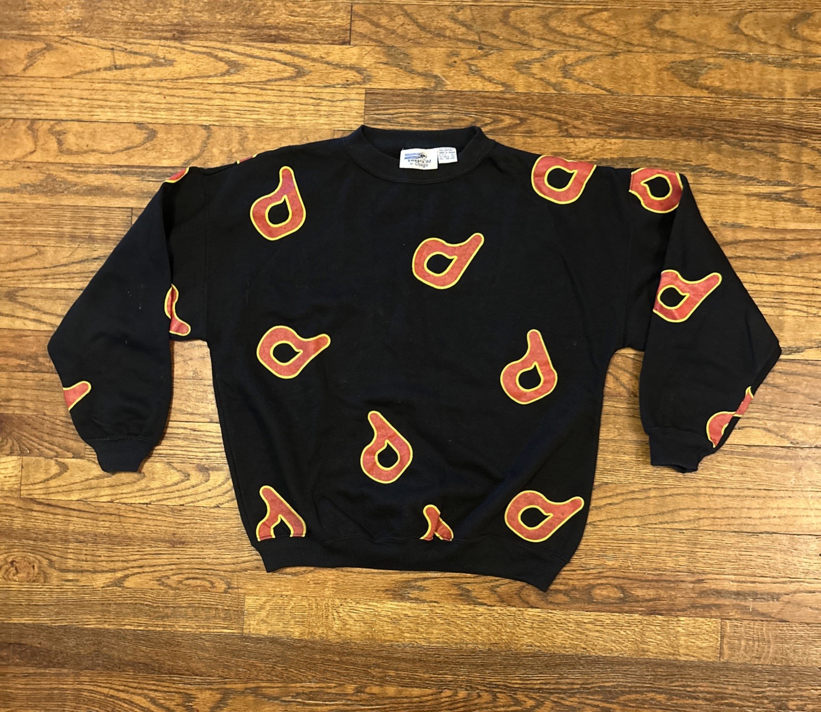 CHEGO Sweats dd Black AOP Top Sweatshirt Super 80’s Vintage Size Large